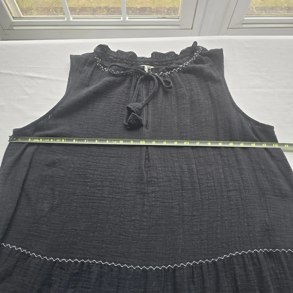 Max Studio Black Midi Dress with White Embroidery Boho Beach Coastal - Picture 6 of 8